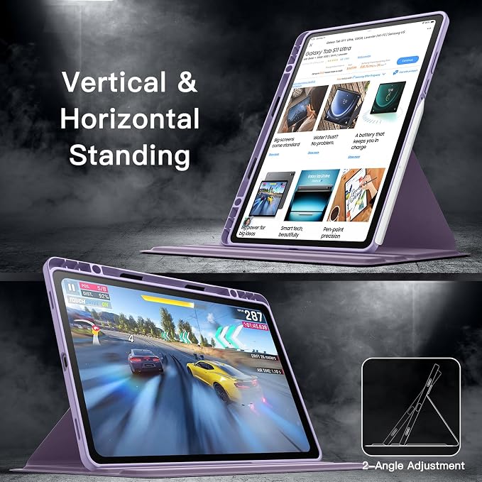 JETech Rotating Case Cover for Samsung Galaxy Tab S11 Black | 360° Rotation Stand Clear Back Design Auto Wake/Sleep S Pen Holder Full Protection