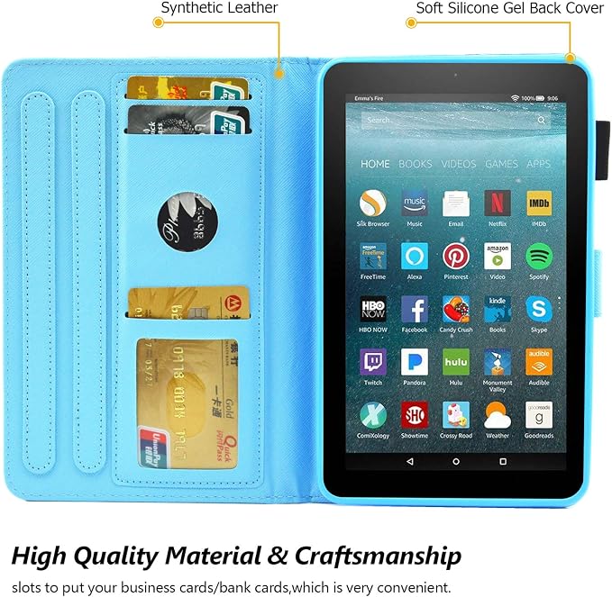Case for Kindle Fire 7 TabletDteck Full Protective Flip Adjustable Stand Auto Wake/Sleep Smart Cover with Pencil Holder for Kindle Fire 7 Tablet 9th/7th/5th Generation 2019/2017/2015 ReleaseKing Dog