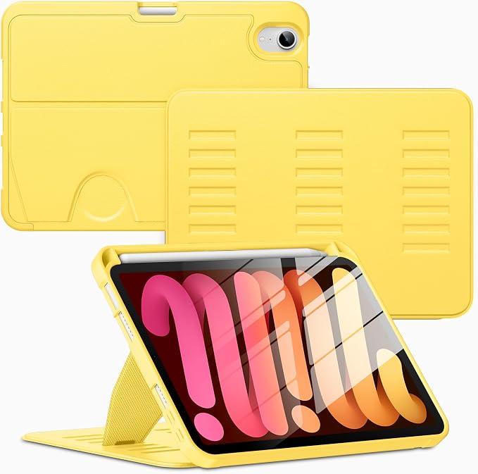 VIKESI Case for iPad mini 7 (A17 Pro) and iPad mini 6Multiple Angles Magnetic Stand CoverShockproof Soft BackPencil Holderand Auto Sleep/WakeBlack