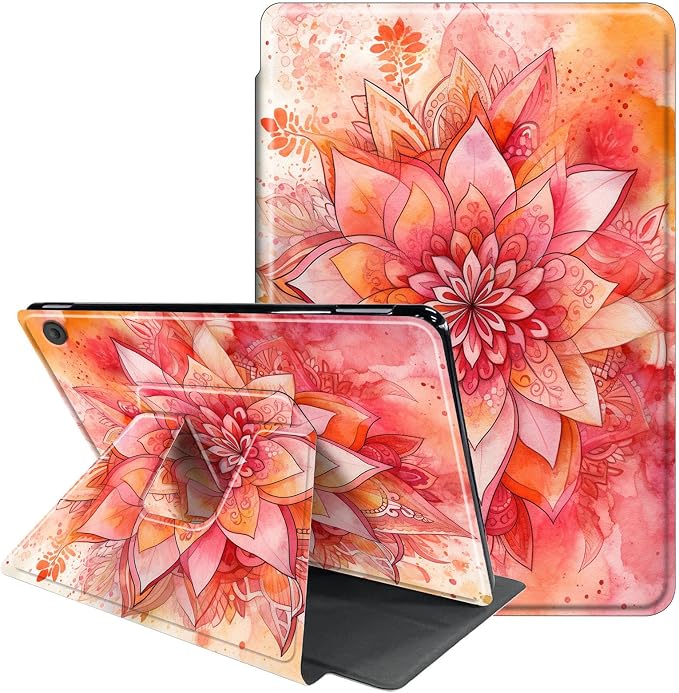 for iPad 9th Generation Case (2021)/8th Gen (2020)/ 7th Gen (2019) 10.2 Inch-360 Degree Rotating Multi-Angle Viewing Protective Cover with Auto Sleep/Wake-Art Mandala Flower