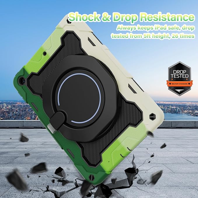 for iPad 9th 8th 7th Generation Case(iPad 10.2 inch) for Kids | 15ft Drop Protection Rugged with 360 Kickstand Handle Shoulder Strap，HD Screen Protector，Shockproof (2021/2020/2019 Release)