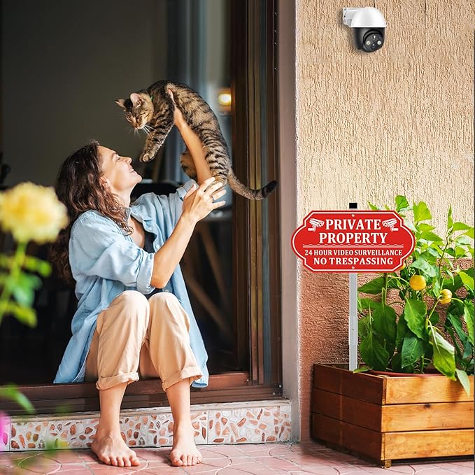 No Trespassing Signs Private Property, Video Surveillance Sign, No Trespassing Video Surveillance Signs, Aluminum Camera Signage for Property with Long Stake Easy to Install for Outdoor (2 Pack)
