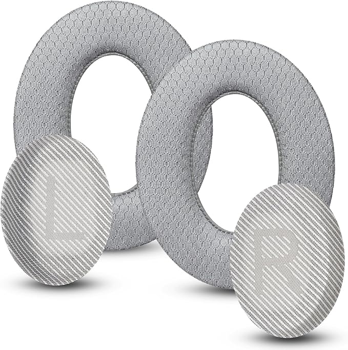 Cooling Gel Headphones Replacement Ear Pads for Bose Quiet Comfort QC35, Mesh Soccer Net Fabric Breathable Sports Fabric, Extra Thick & Cooler for Longer, Softer Memory Foam - Gray