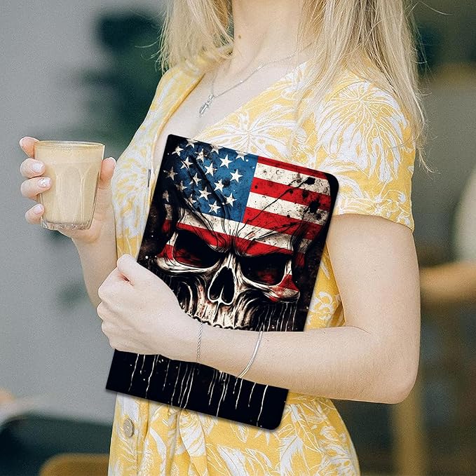 Case for Samsung Galaxy Tab A9 Plus 11 2023 Multi-Viewing Angles with Automatic Sleep/Wake Function for Samsung Galaxy A9+Tablet (SM-X210/X216/X218) American Flag Wolf