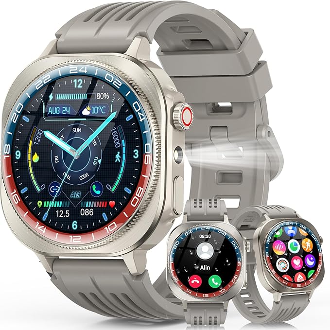 Soudorv Smart Watch, 2026 AMOLED 1.43" Smartwatch for Men Women(Answer/Make Call), 60 Days/130+ Sports/Flashlight, Heart Rate/Sleep Monitor, IP68 Waterproof Fitness Activity Tracker for Android iOS