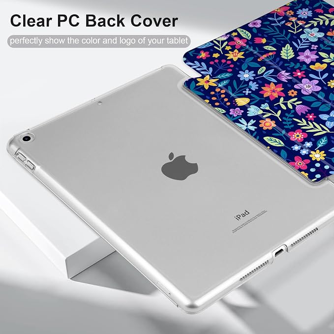 Compatible with iPad 10.2 Inch Case 2021 2020 2019 Smart Lightweight Trifold Stand Hard Plastic Transparent Cover Support Auto Sleep/Wake for iPad 10.2 9th/8th/7th Gen - Bear &amp Cherry