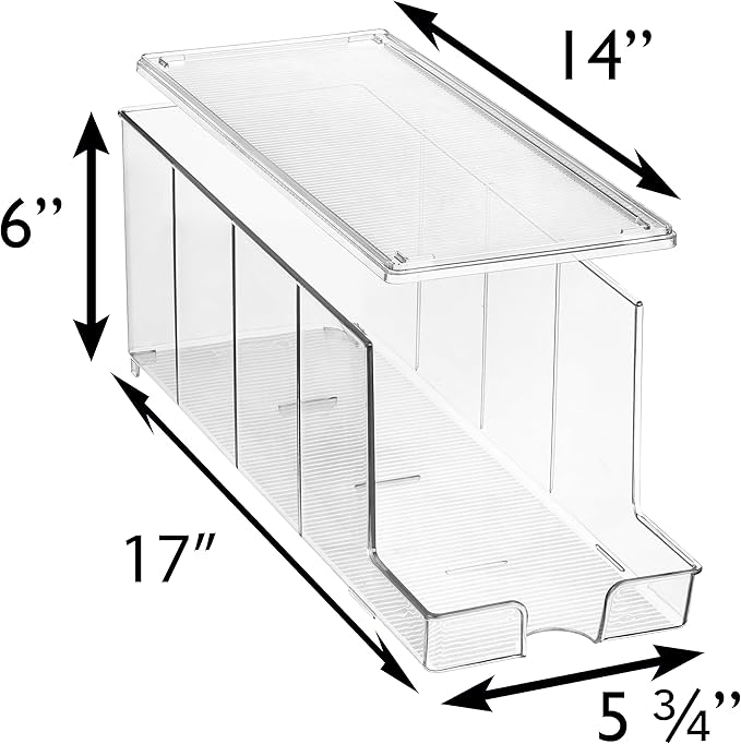 ClearSpace Soda Can Organizer & Soda Can Dispenser for Refrigerator - Fridge Organizer & Stackable Drink Organizer for Fridge or Refrigerator - Holds 12 Cans Each, BPA Free - 2 Pack