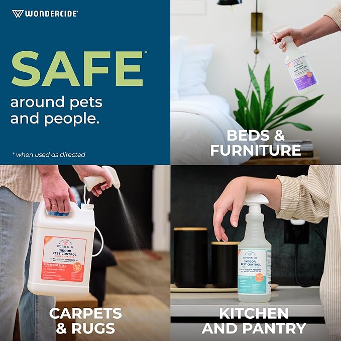 Wondercide - Indoor Pest Control Spray for Home and Kitchen - Ant, Roach, Spider, Fly, Flea, Bug Killer and Insect Repellent - with Natural Essential Oils - Pet and Family Safe— Peppermint 32 oz