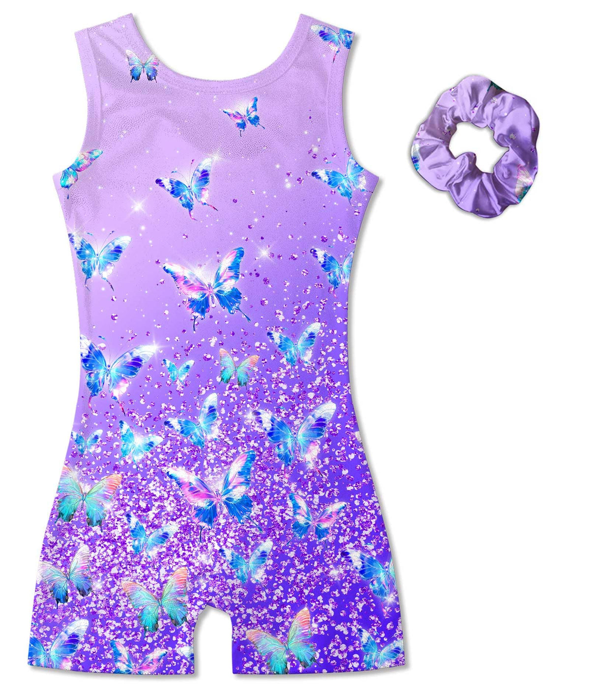 Vogseek Gymnastics Leotards for Girls with Hair Scrunchie Size 4 5, Purple