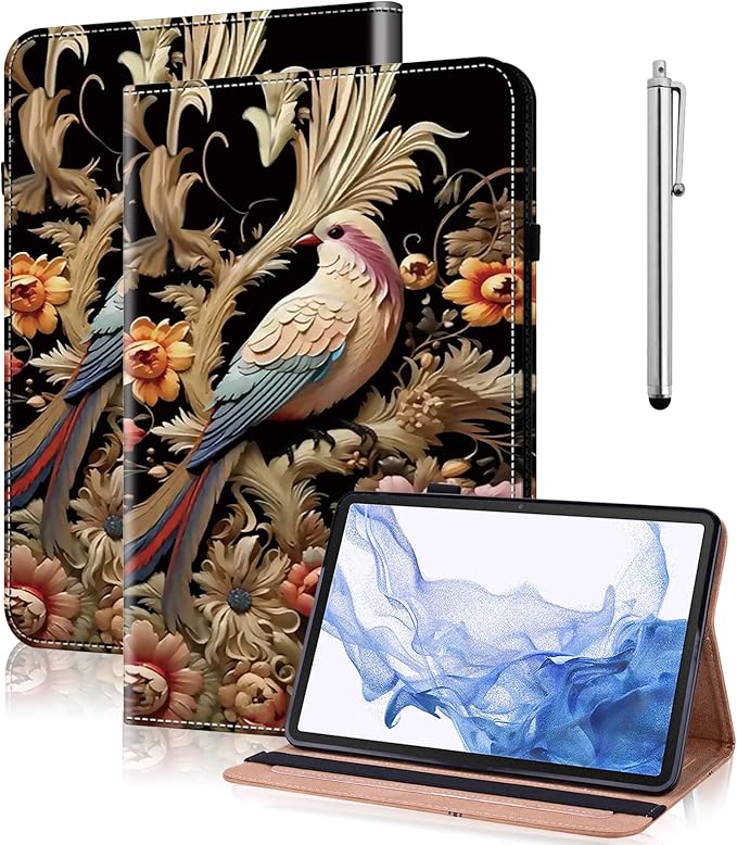 Case for Samsung Galaxy Tab A11 Plus/ A9 Plus 11 Inch PU Leather Tablet Cases Flip Folio Multi-Angle Viewing Stand Protective Cover with Card Slots - Brown Owl