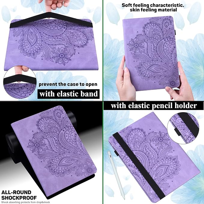for Apple iPad 10.2 Case 9th/8th/7th Generation Cover (2021/2020/2019) with Auto Wake/Sleep Ultra Thin Lightweight Trifold Stand Folio PU Leather &amp Hard Back Hybrid Cover Almond Blossom