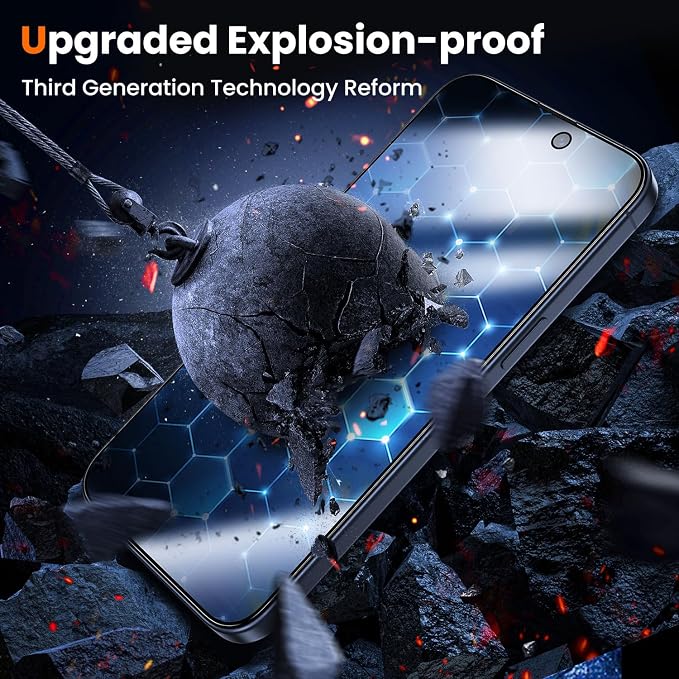 UniqueMe for iPhone 15 Pro Privacy Screen Protector-2 Packs | Military Grade Shatterproof9H+ Hardness Tempered Glass Full Coverage Protection Easy to install