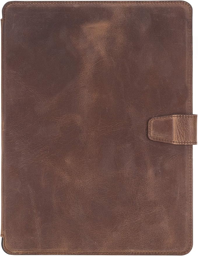Genuine Leather Handmade iPad 10.2 Magnetic Closure Case with Separeted Compartments and Card Slots for Women &amp Men (8th Gen 2020) (7th Gen 2019) (Black)