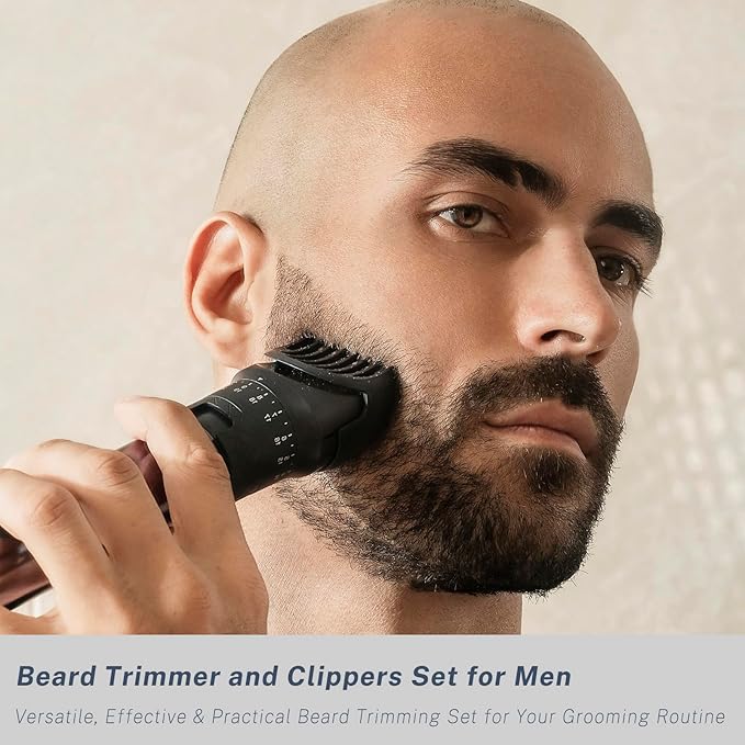 Beard Trimmer for Men, Precision Dial Adjustable 20 Settings, All-in-One Professional Hair Clippers and Foil Shavers Set with Nose Body Hair Trimmers, IPX7 Waterproof Wet and Dry, USB-C Charge Dock