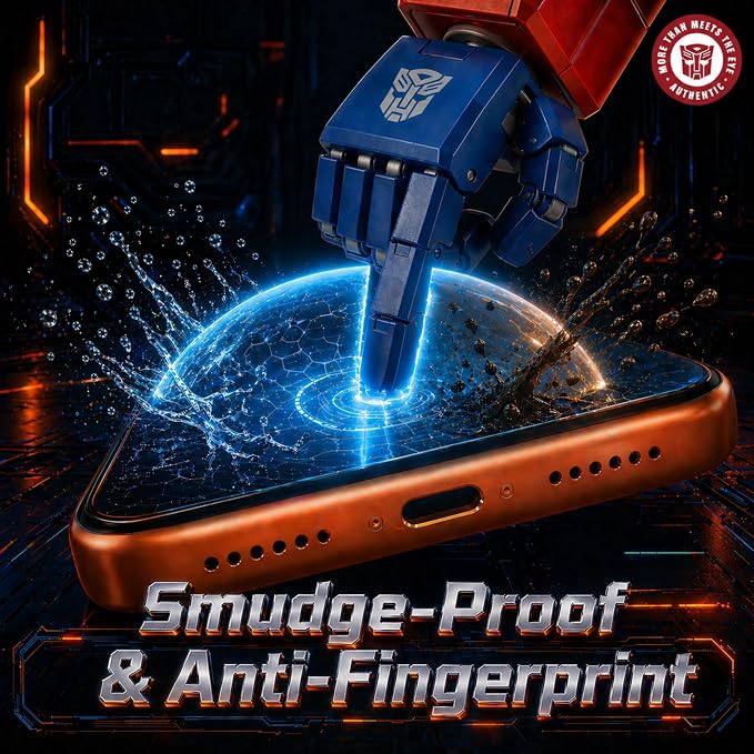Transformers Licensed iPhone 15 Screen Protector | Impact Resistant Scratch Resistant Bubble-Free Install Smooth Touch Fit 365-Day Warranty