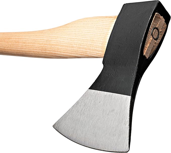Kings County Tools German-Style Italian Tree Felling Axe | 31.25" Long Gently Curved Ash Wooden Handle | Powder Coated Steel Head with 5" Striking Face