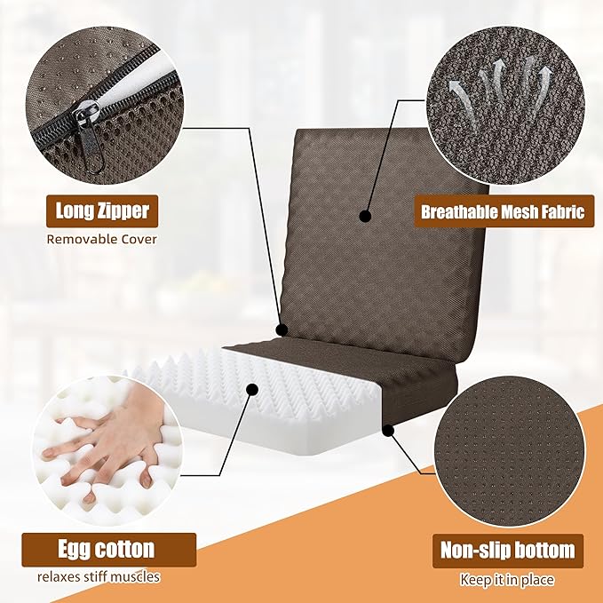 BALAPET Recliner Cushions for Long Sitting, Egg Crate Foam Recliner Cushion for Elderly Reduces Muscle Fatigue and Provides Air Flow, Extra Large Non-Slip Seat Cushion with Back Support(20*18*4in)