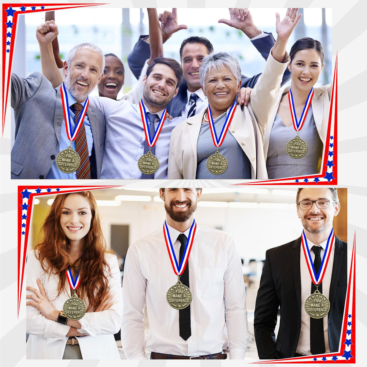 Quelay 30 Pcs 2'' Gold Awards Medals Bulk Winner Medals with Neck Ribbons Encourage Team Participation for Adults Trophy Award Prize Gift Competitions Graduation Party(Make A Difference)