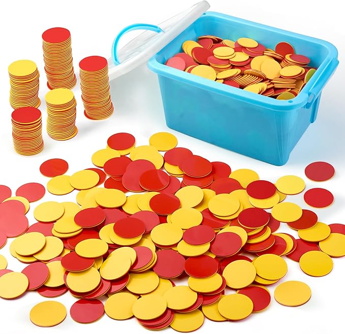Plastic Two-Color Counter,Red/Yellow Two Side 1000 PCS,Counting Manipulatvies, Math Counters for Kids, Counting Chips