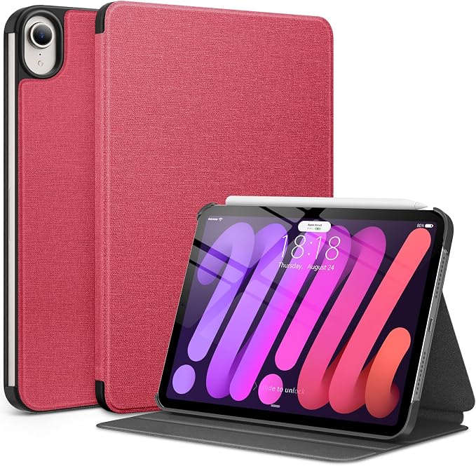 DTTO Case for iPad mini 7 (A17 Pro) 2024 iPad mini 6th Generation 2021 Fabric Texture Hard Back Cover iPad mini 7/6 Case 8.3 Inch with Auto Wake/Sleep Support Apple Pencil Charging Light Blue