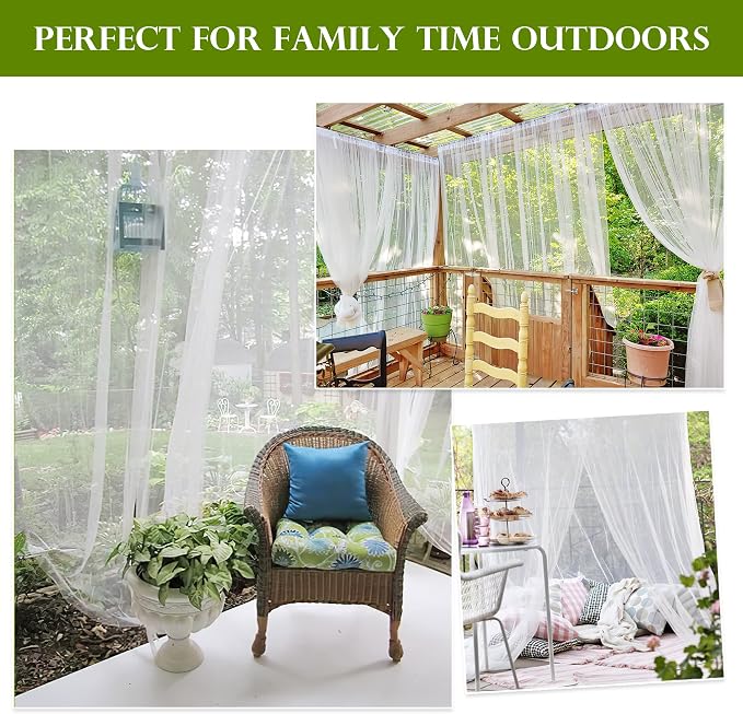 RYB HOME 2 Panels Porch Screen Mesh Outdoor Curtains Lightweight Mosquito
