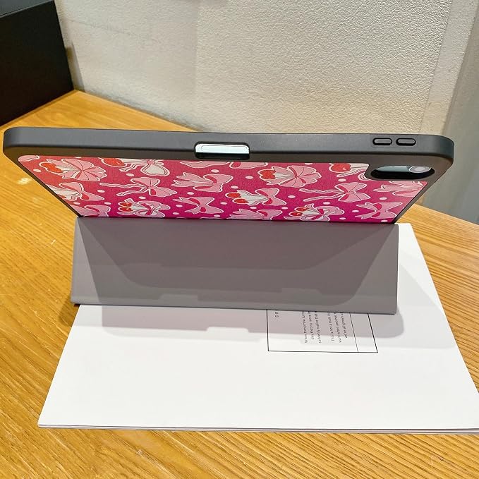 Tablet Case for iPad 11th A16 Generation 11 Inch 2025 / iPad 10th Generation 10.9 Inch 2022 Trifold Stand Smart Protective Cover Soft TPU Back Auto Wake &amp Sleep(Hot Pink Bow)
