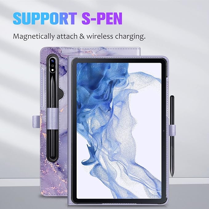 Fintie Multi-Angle Viewing Case for Samsung Galaxy Tab S8/S7 11 Inch | Front Card Pocket 3 Viewing Angles S Pen Protection Auto Wake/Sleep Black