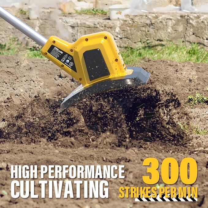 20V Cordless Electric Garden Tiller Cultivator, 9-Inch Tilling Width, 6.6-Inch Depth Rototiller for Soil Cultivation, Lawn, Gardening, Lightweight Tiller Includes 4.0Ah Battery and Charger