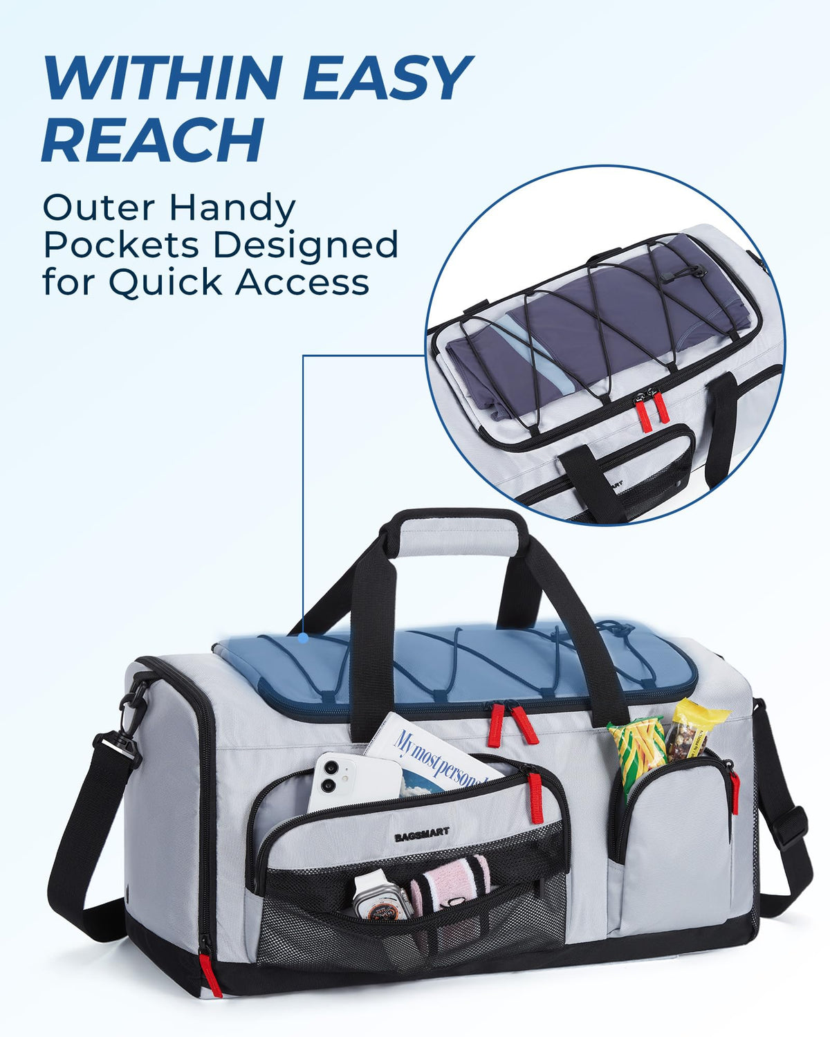 BAGSMART Gym Bag for Men, Athletic Sports Backpack Travel Hiking Duffel