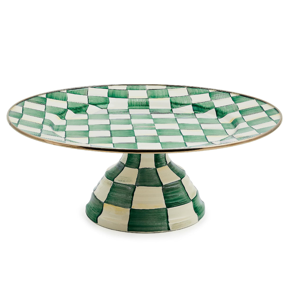 MACKENZIE-CHILDS Pedestal Platter, Small, Black-and-White Courtly Check