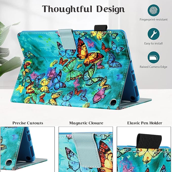 Case for Kindle Fire HD 10 &amp Fire HD 10 Plus 13th/11th Generation 2023 2021 | Synthetic Leather Flip Folio Stand Cover with Auto Wake/Sleep for Kindle Fire HD 10 &amp Fire HD 10 Plus Beach