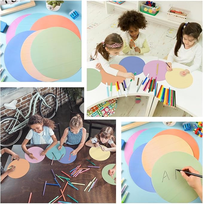 24 Pack 10 Inch Dry Erase Dots for Classroom Tables Dry Erase Circles Colorful Removable Board Marker Wall Sticker Decal Spot Set for Student Tables Desk School Teacher Supplies(Warm Color)