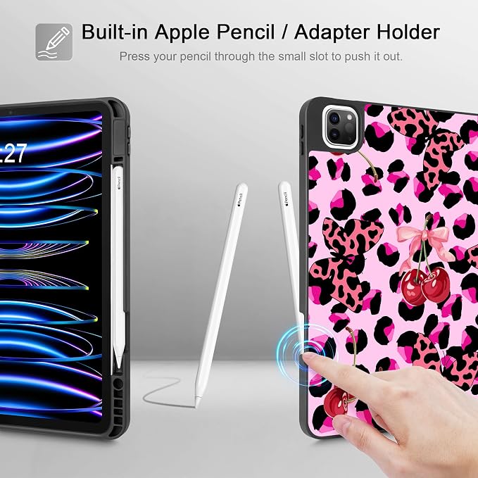 Tuiklol for iPad Pro 11 Inch 4th / 3rd / 2nd / 1st Gen Case 2022 2021 2020 | 2018 Build-in Pencil Holder with Stand TPU Back Cover &amp Trifold Stand &amp Auto Wake/Sleep Tablet Case Black Cat