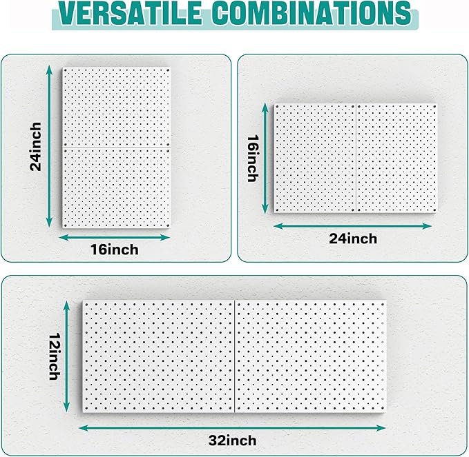 EVERHANGER Metal Pegboard Panels, Heavy Duty Pegboard Wall Organizer, Garage Wall Panels, Tool Storage Organization, 12"X16", 2pcs, Gray