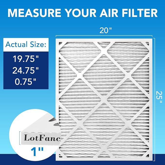 LotFancy 20x25x1 Air Filter MERV 13 6-Pack, Electrostatic Pleated HVAC Furnace