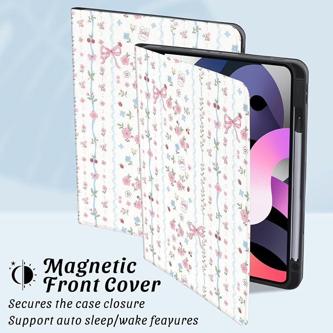 Cute Maple Bear Case for 10.2 iPad 2019/2020/2021(7th/8th/9th Gen) with Pencil Holder Auto Wake/Sleep Leather Soft TPU Back Cover for Women Girls