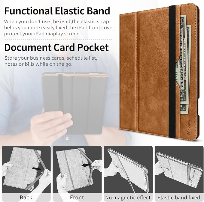 Case for iPad Pro 13 inch Case M5 2025/M4 2024 with Pencil Holder | Supports Pencil Pro/Pencil Auto Sleep/Wake Function Vegan Leather Smart Stand Cover (Black)
