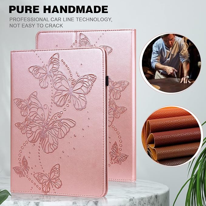 Case for Samsung Galaxy Tab A 10.1 2016 (No S Pen Version)Butterfly PU Leather Folio Flip Stand Case 10.1 Inch (SM-T580/T585/T587) - Blue