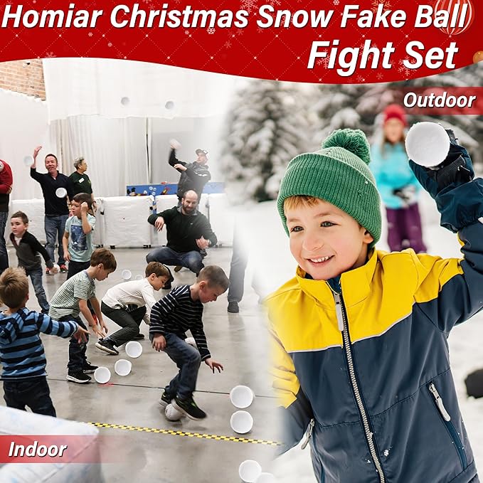 50 Pack Snow Toy Balls for Kids Indoor, Artificial Snow Fight Balls Kids Toys, Indoor Snow Fight Ball Set, Soft Snow Fake Balls Party Supplies Parent Child Throwing Game