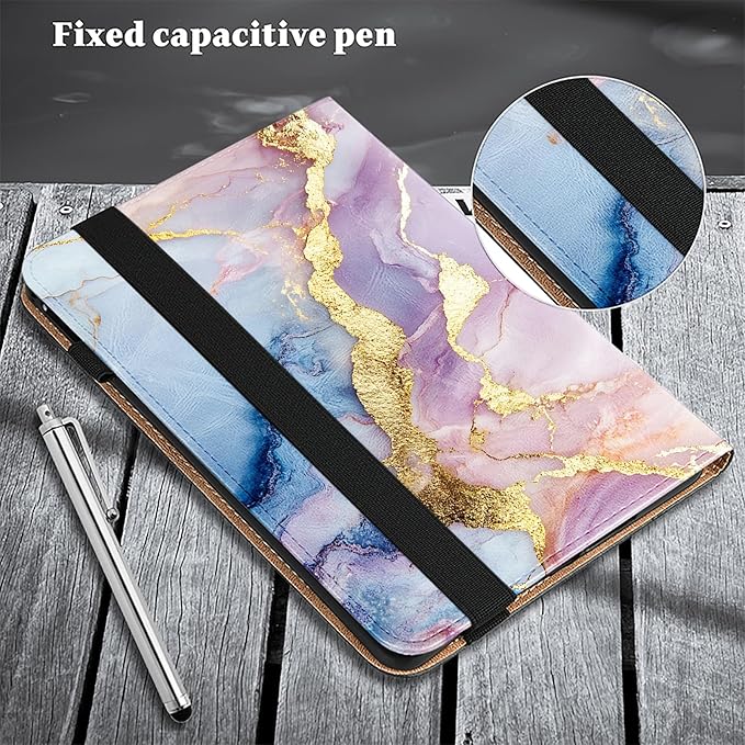 Case for Samsung Galaxy Tab A 10.1 2019 Model SM-T510/T515/T517 Stylus Holder Flip Wallet Leather Shockproof Cover for Galaxy Tab A SM-T510 Case Bicolor Marble