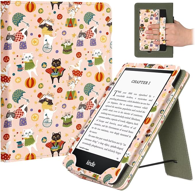 Fancity Case for Kindle Paperwhite 7/6.8 12th/11th Generation 2025 2024 | PU Leather Case with Auto Wake/Sleep Hand Strap for Kindle Paperwhite/Colorsoft Signature Edition 2021 Monet's Garden