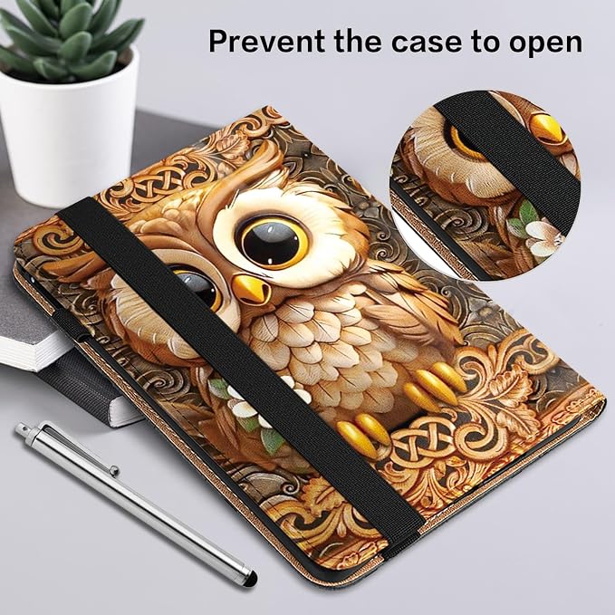 Case for Samsung Galaxy Tab A11 Plus/ A9 Plus 11 Inch PU Leather Tablet Cases Flip Folio Multi-Angle Viewing Stand Protective Cover with Card Slots - Brown Owl