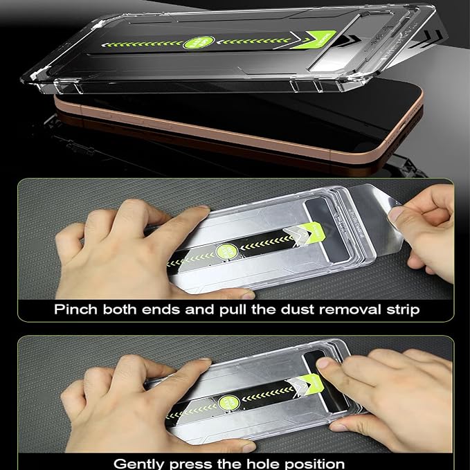 16 Pro Screen ProtectorAuto-Dust Removal Compartment With IPhone 16 Pro Screen Protector with Dust Free Chamber [Zero Bubble] 9H+Tempered Glass Films Shockproof (16 Pro)