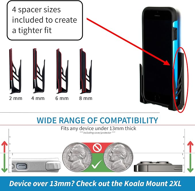 Dockem Koala Mount 2.0 - Black Portable Electronic Device Mount for Smartphones