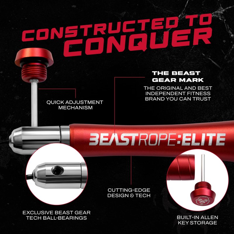 Beast Gear Jump Rope, Jump Ropes for Fitness, Premium Aluminium Skipping Rope for Men Women - Boxing, MMA, HIIT, Strength Training & Double Unders