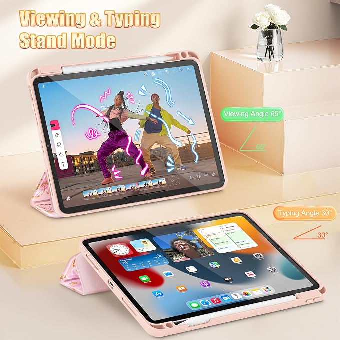 Tuiklol for iPad Pro 11 Inch 4th / 3rd / 2nd / 1st Gen Case 2022 2021 2020 | 2018 Build-in Pencil Holder with Stand TPU Back Cover &amp Trifold Stand &amp Auto Wake/Sleep Tablet Case Black Cat