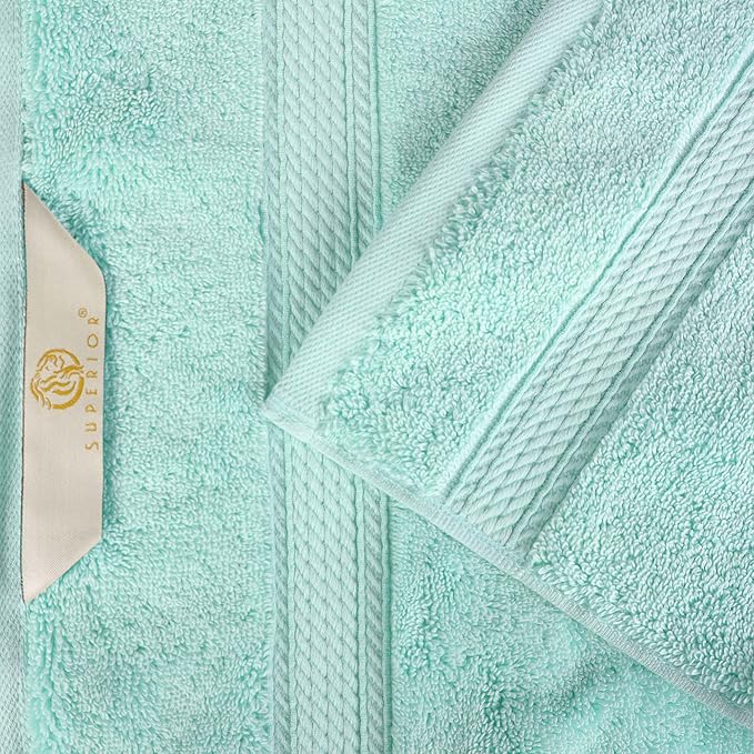 Superior Egyptian Cotton Pile Bath Sheet Set of 2, Ultra Soft Luxury Towels, Thick Plush Essentials, Absorbent Heavyweight, Guest Bath, Hotel, Spa, Home Bathroom, Shower Basics, Sea Foam