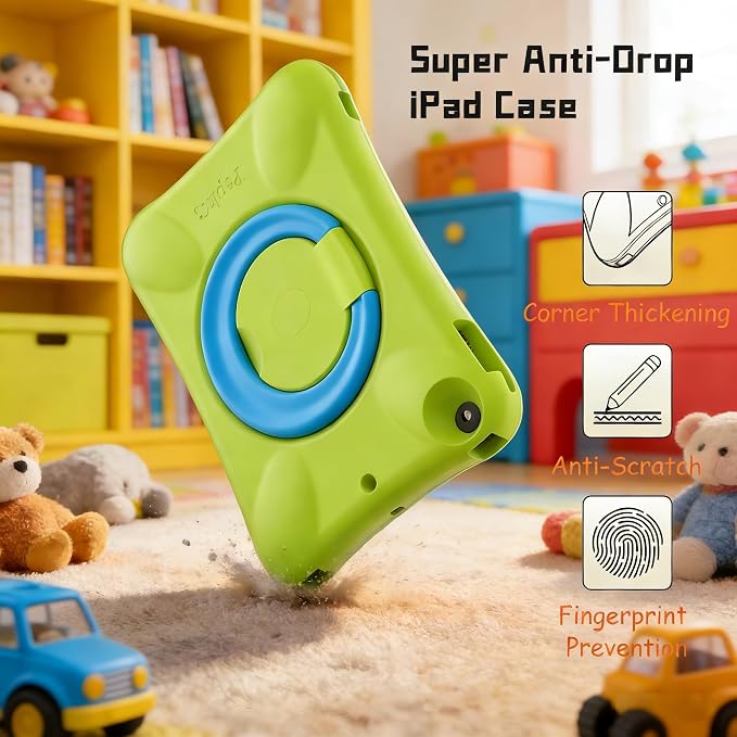 Pepkoo Case for iPad 9.7 Inch 5th/6th Gen &amp Air/Air 2 Shockproof Cover | EVA Shockproof Design with Adjustable Stand. Full-Body Coverage for Study Reading and Daily Use with Flexible Bracket.