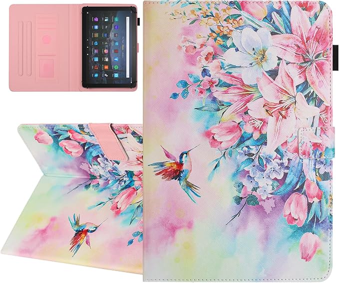 Universal Case for 10 Inch Tablet Multi-Angle Viewing Stand Case for 9.5-10.5 Inch Tablet Premium PU Leather Folding Stand Cover with Pen Holder &amp Multiple Angles Stand - Beach