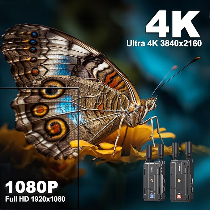 Wireless HDMI Receiver,Receiver Only,Plug&Play 1300FT Los Range 4K Wireless HDMI Extender with 0.1S Latency,for Streaming from DSLR/PC/Laptop to TV,Monitor,Projector